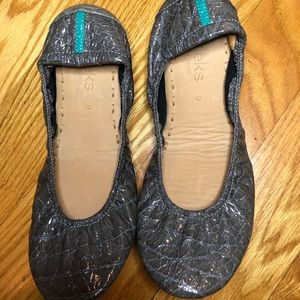 Tieks Slate Grey Croc Flats